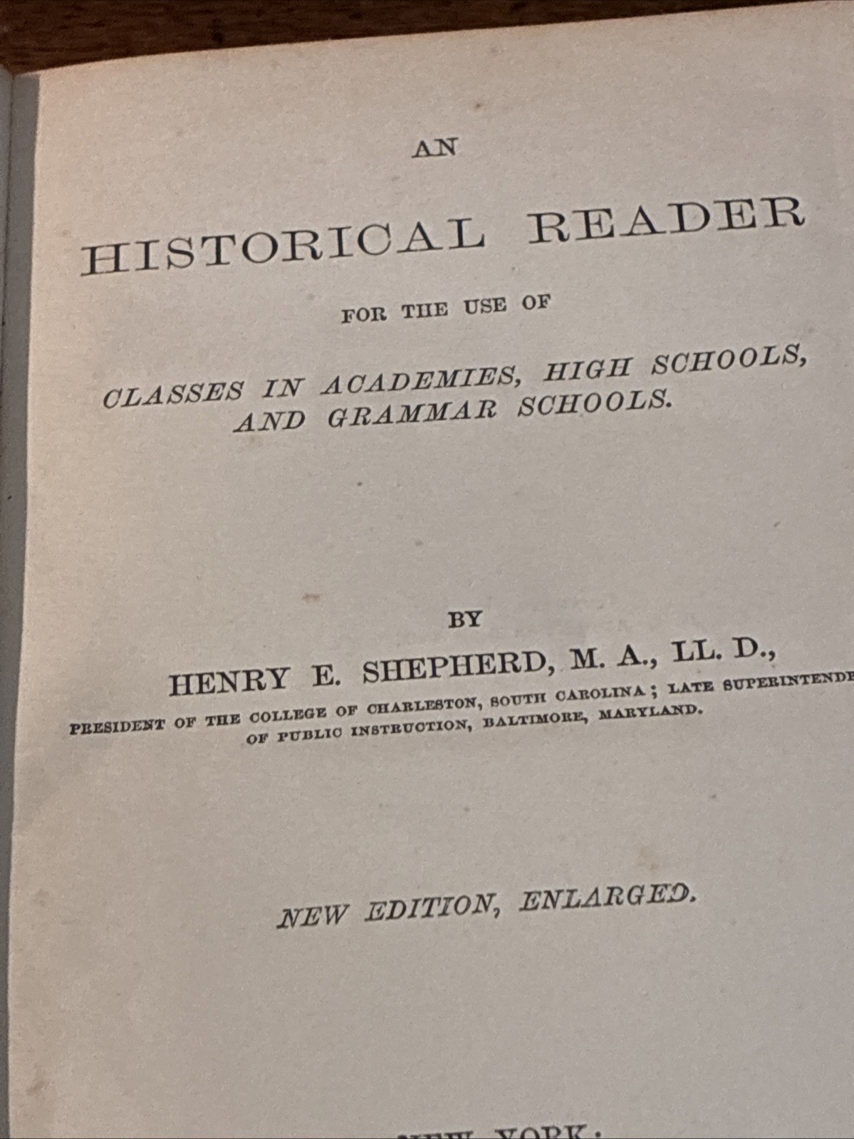 1886 An Historical Reader by Henry E. Shepherd Academic High School HB