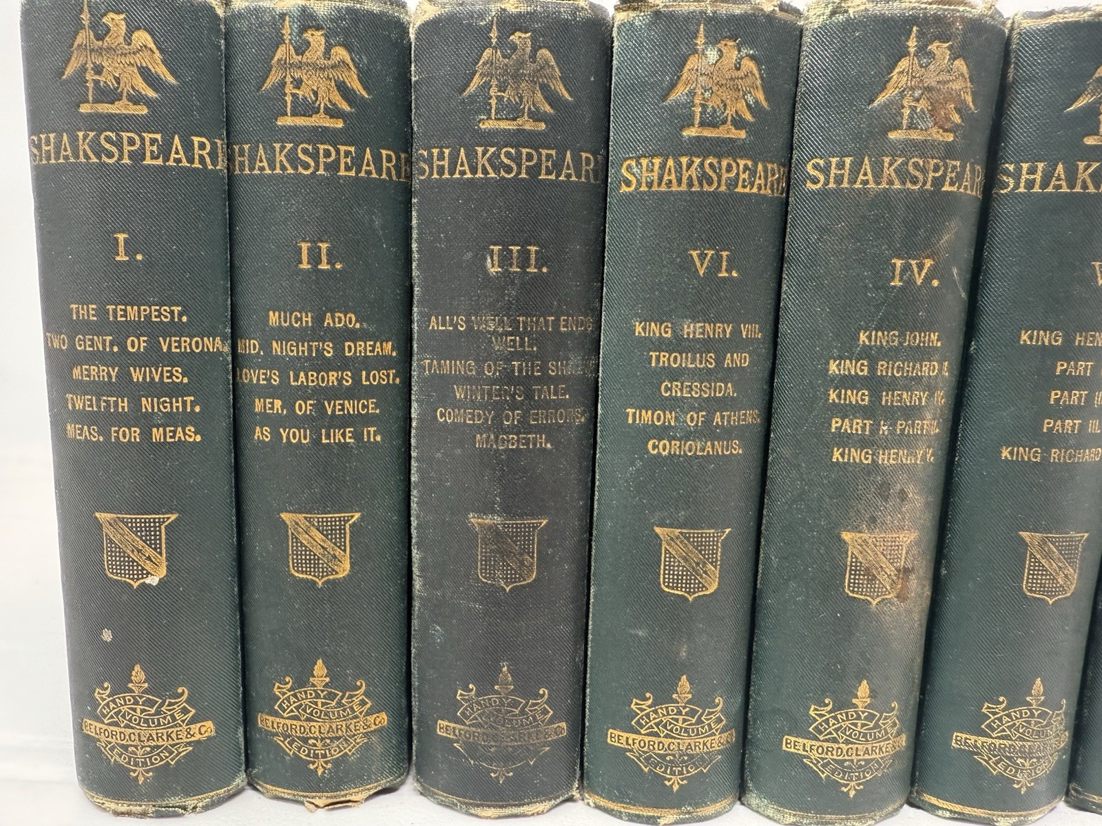 1884 Shakespeare’s Works in 8 Volumes – Handy Edition – Belford Clarke COMPLETE