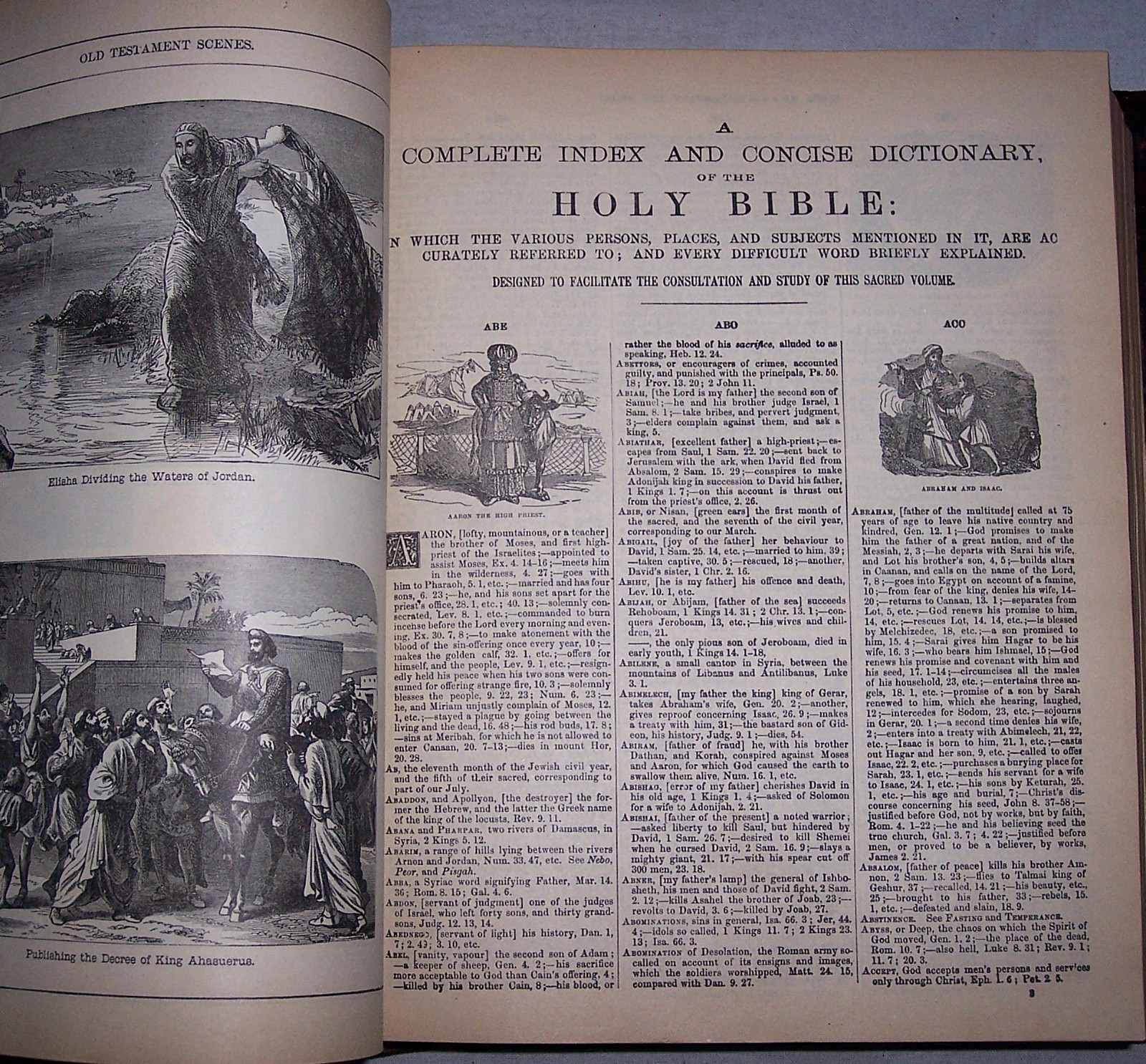 1896 Antique Clasp Family Bible Apocrypha Concordance Dictionary Psalms #30