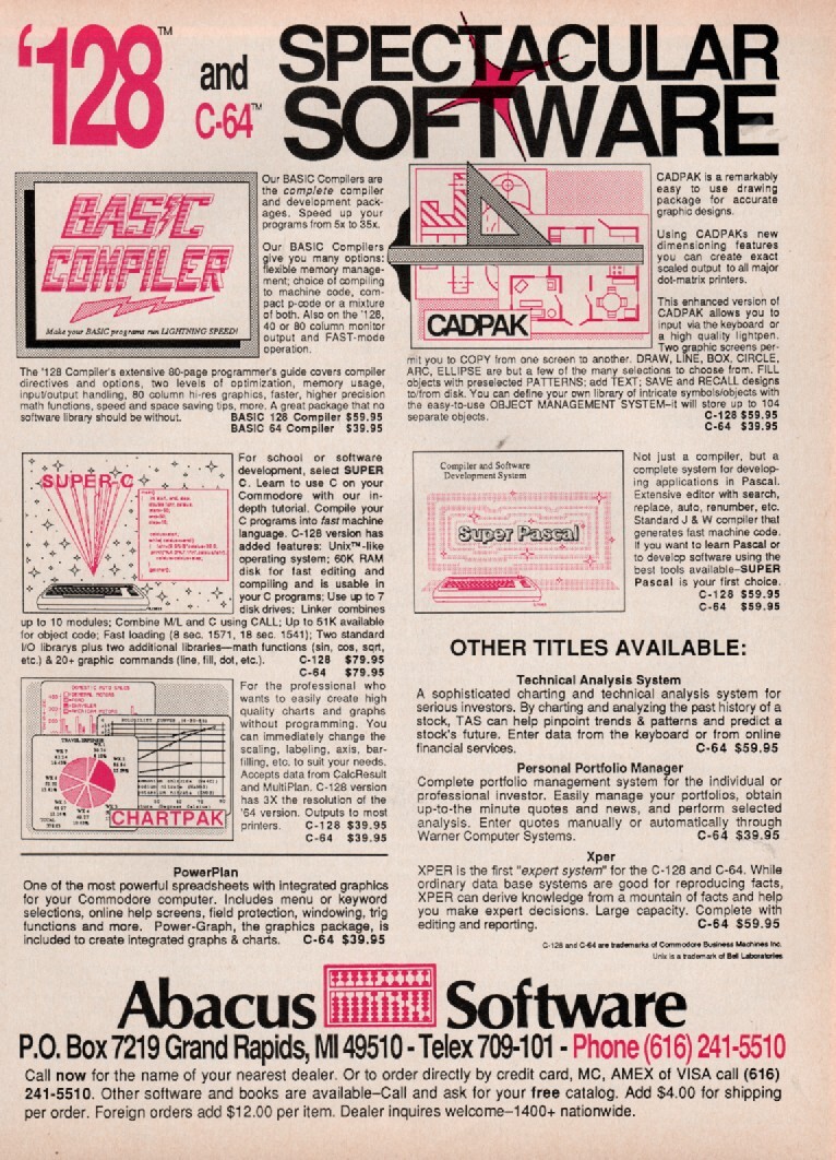 Commodore – Software – Abacus – Original Magazine Ad –