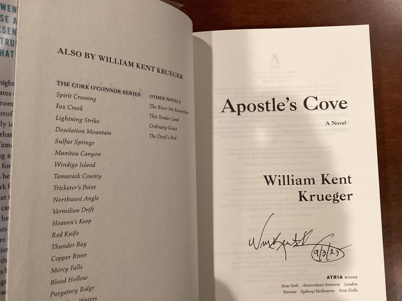 William Kent Krueger / Apostle’s Cove signed & dated 1st Edition 2025