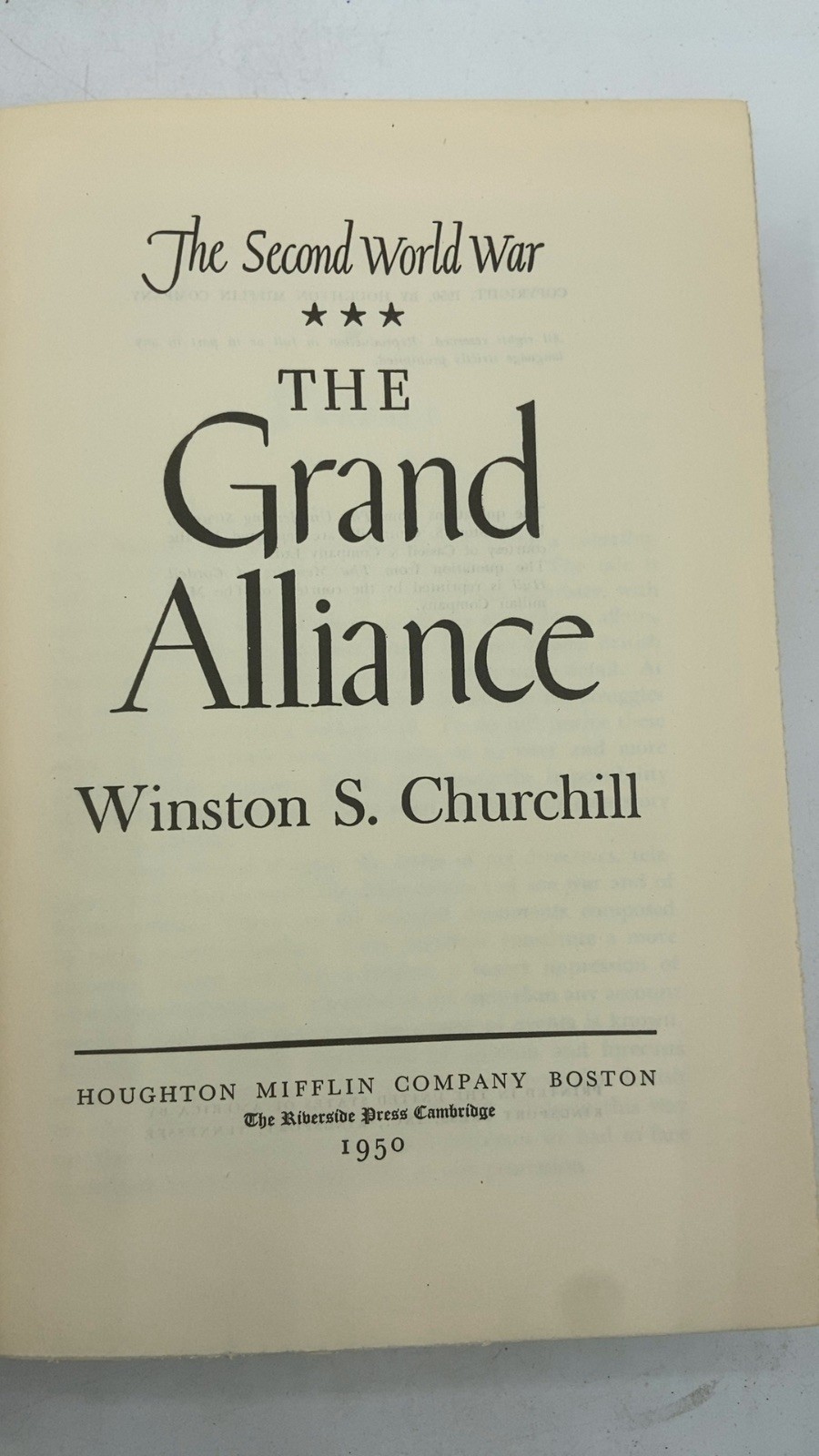 The Grand Alliance Winston S. Churchill Hardcover 1950