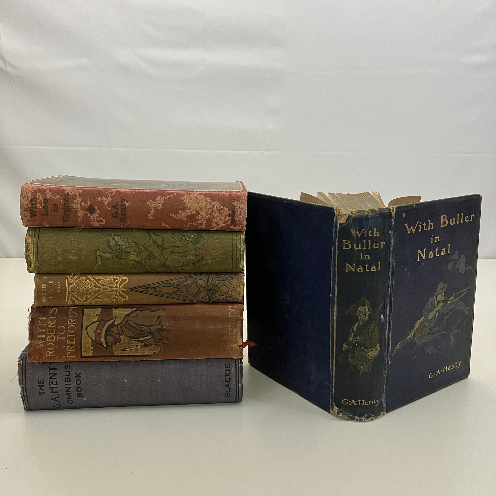 6 Antique Hardcover Novels by G.A. Henty Lot Omnibus Buller Natal Lee Virginia