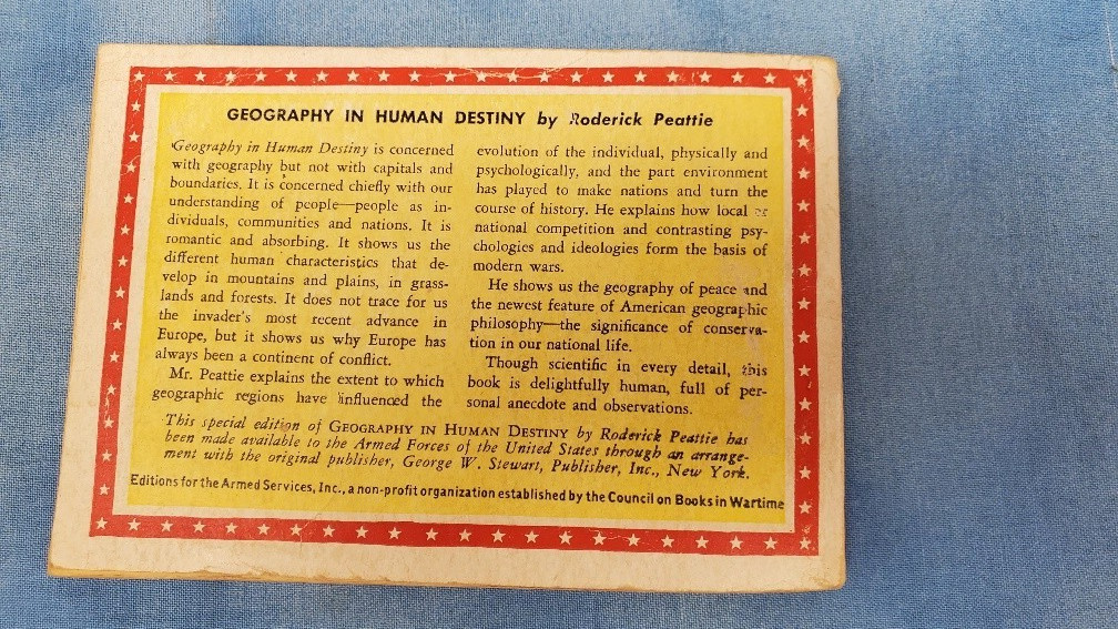Armed Services Edition Geography In Human Destiny R-12 Peattie Very Good