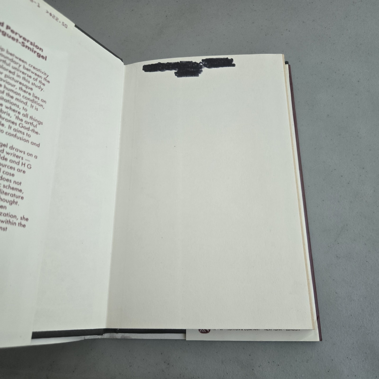 Janine CHASSEGUET-SMIRGEL / Creativity and Perversion 1st Ed HCDJ 1985 *Flaw