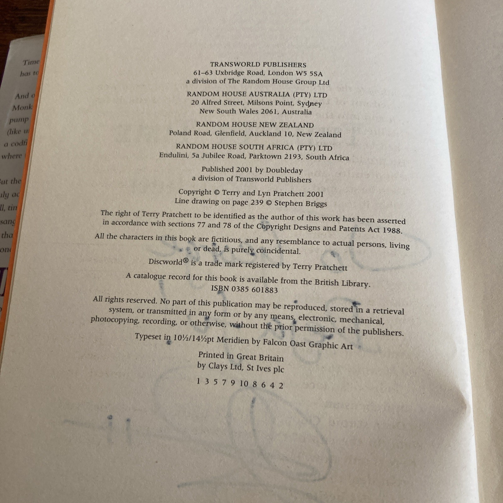 Terry Pratchett 2001 Signed First Edition Thief Of Time Hardback Discworld
