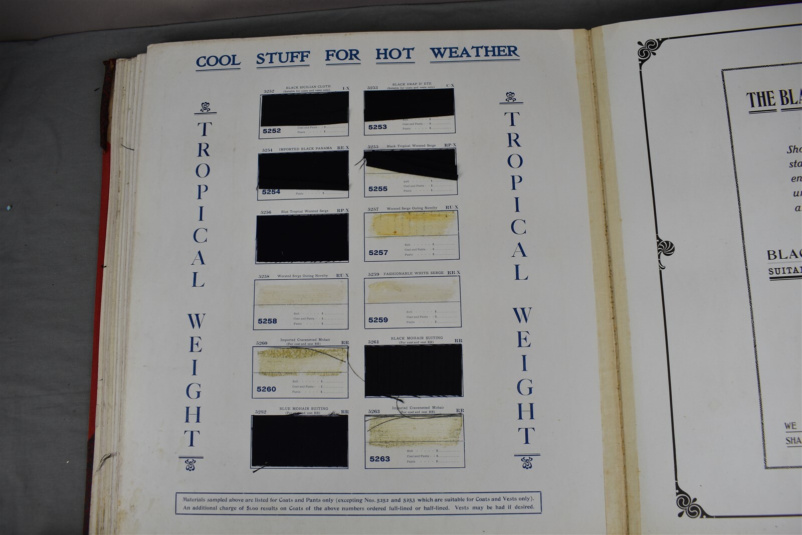 1908 Continental Tailoring Company Book Staple Fabrics Chicago Spring & Summer