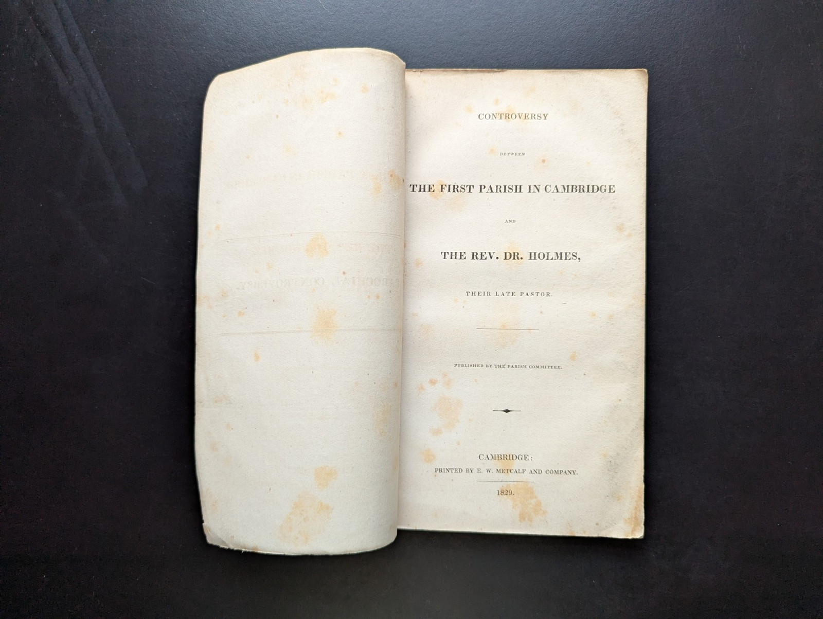 First Parish Cambridge vs Rev Dr Holmes 1829 Church Controversy Rare Pamphlet