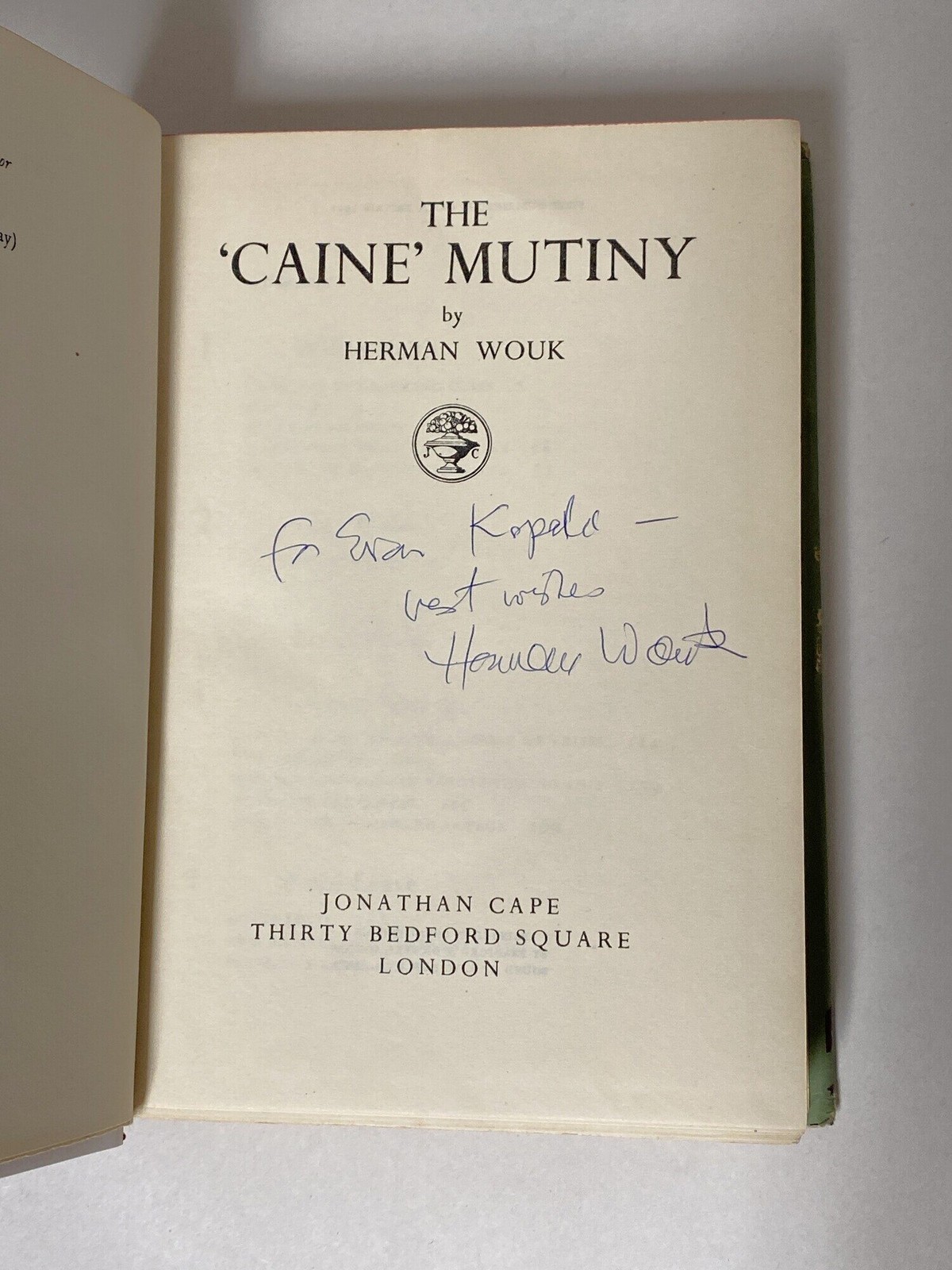 Herman Wouk / The ‚Caine‘ Mutiny Signed 1st Edition 1951 #411527
