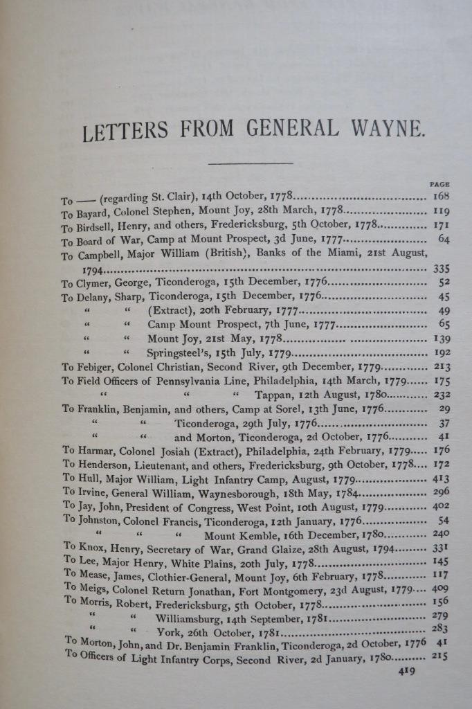 SIGNED – MAJOR GENERAL ANTHONY WAYNE THE PENNSYLVANIA LINE IN CONTINENTAL ARMY