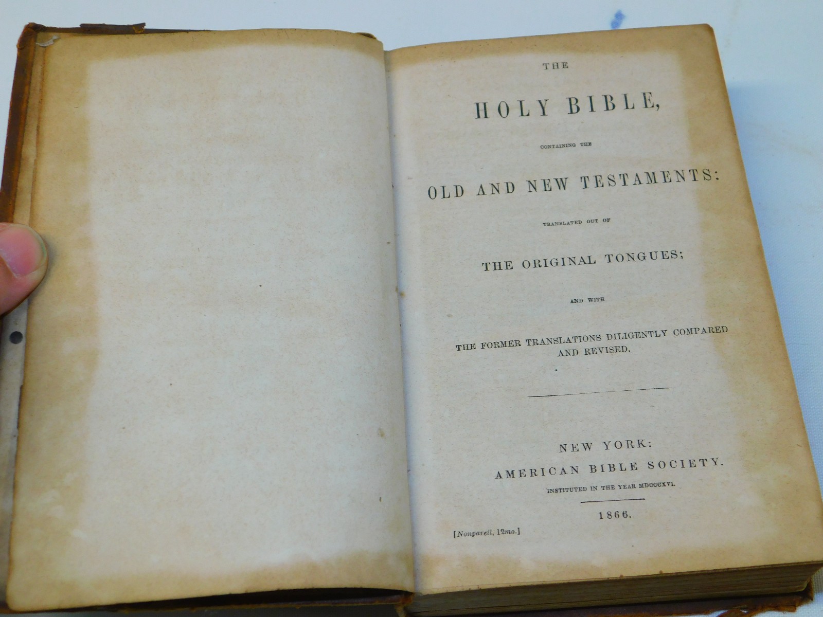 Antique 1866 Leather HOLY BIBLE Genealogy MATILDA FEESER STEWARD Family York PA