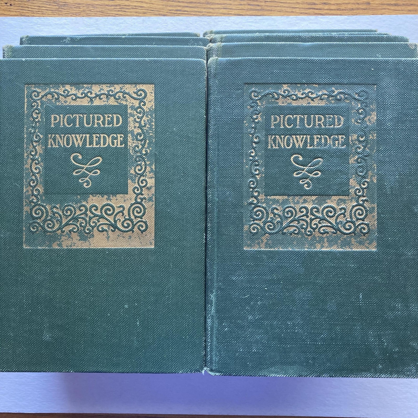 Vintage 1929 Pictured Knowledge Calvin N Kendall Complete 10 Vol Set Green HC