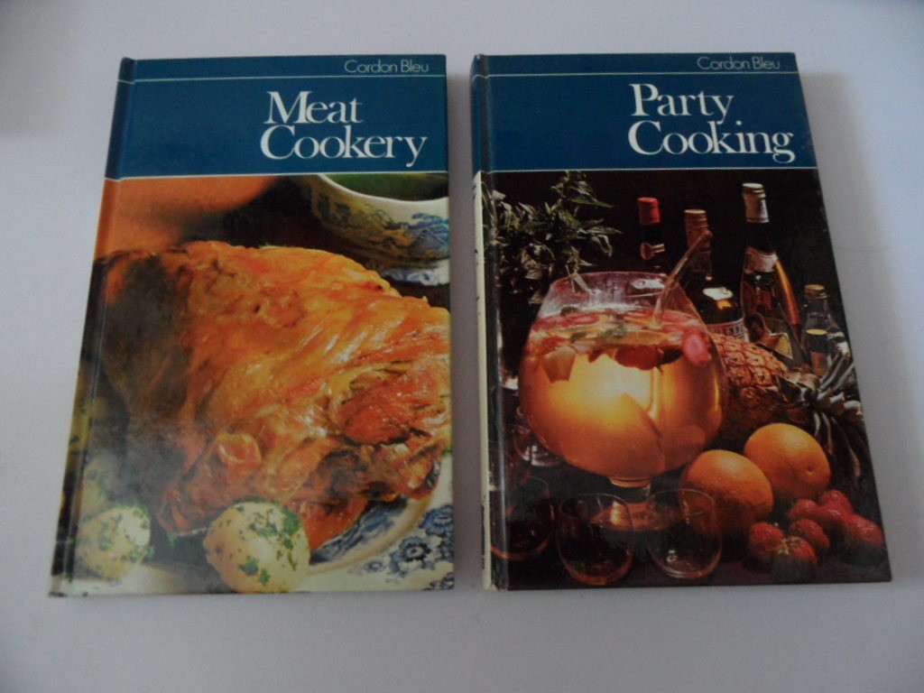 2x Vintage Cordon Bleu Hardback Cookbooks Meat Cookery/Party Cooking BPC 1971