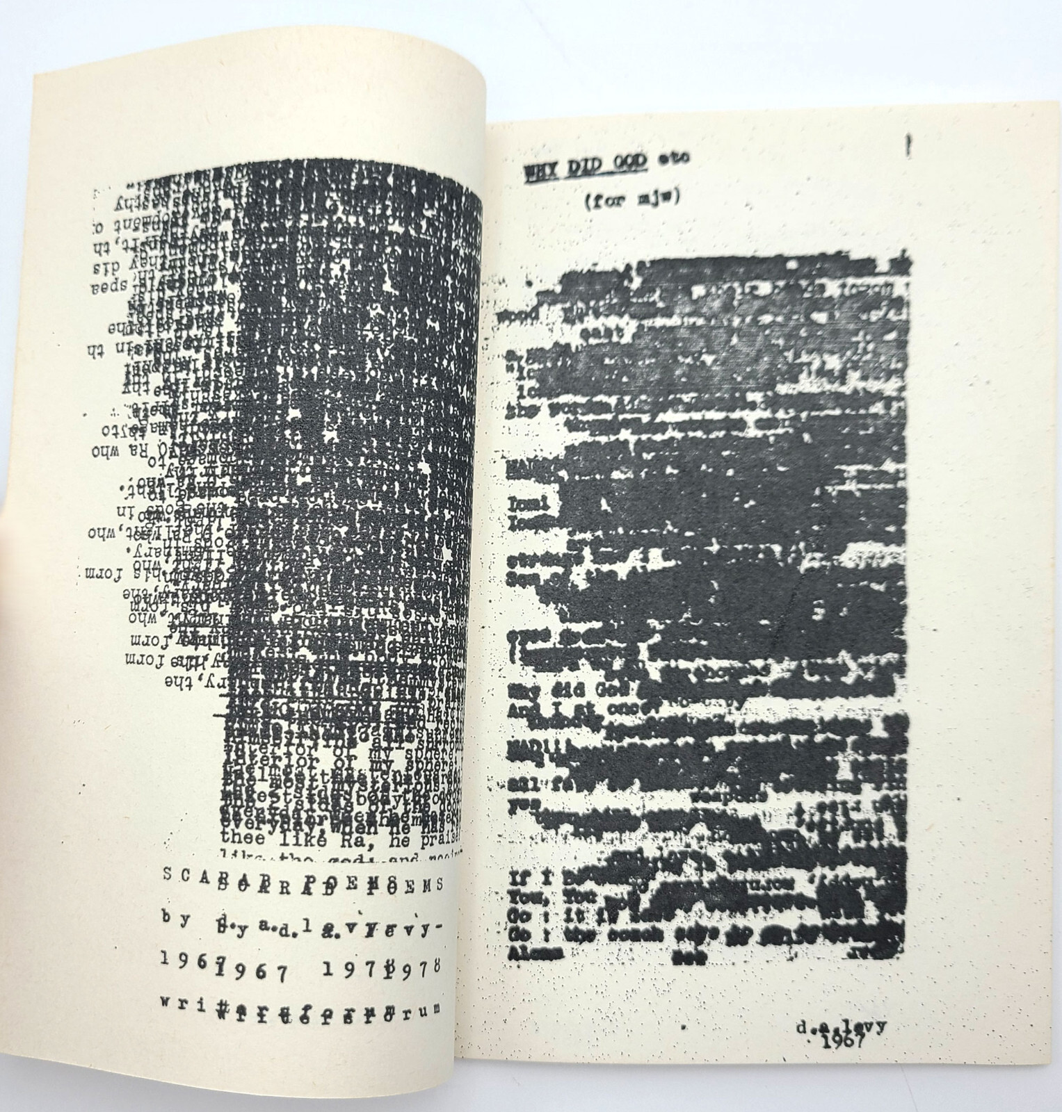 Scarab Poems 1978 d.a. levy ~ Concrete Poetry