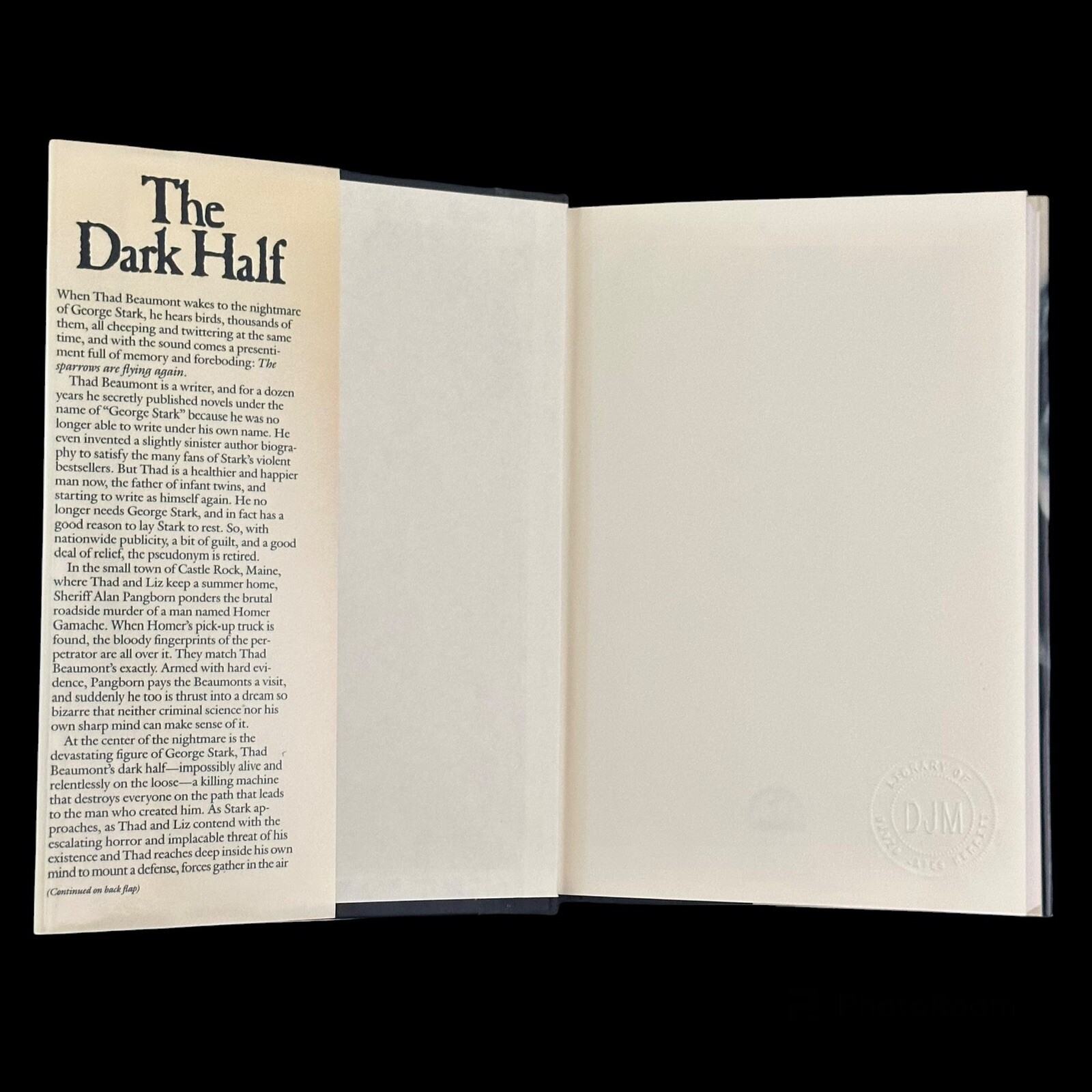 THE DARK HALF Stephen King 1989 First Edition Hardcover DJ Book VIKING Horror