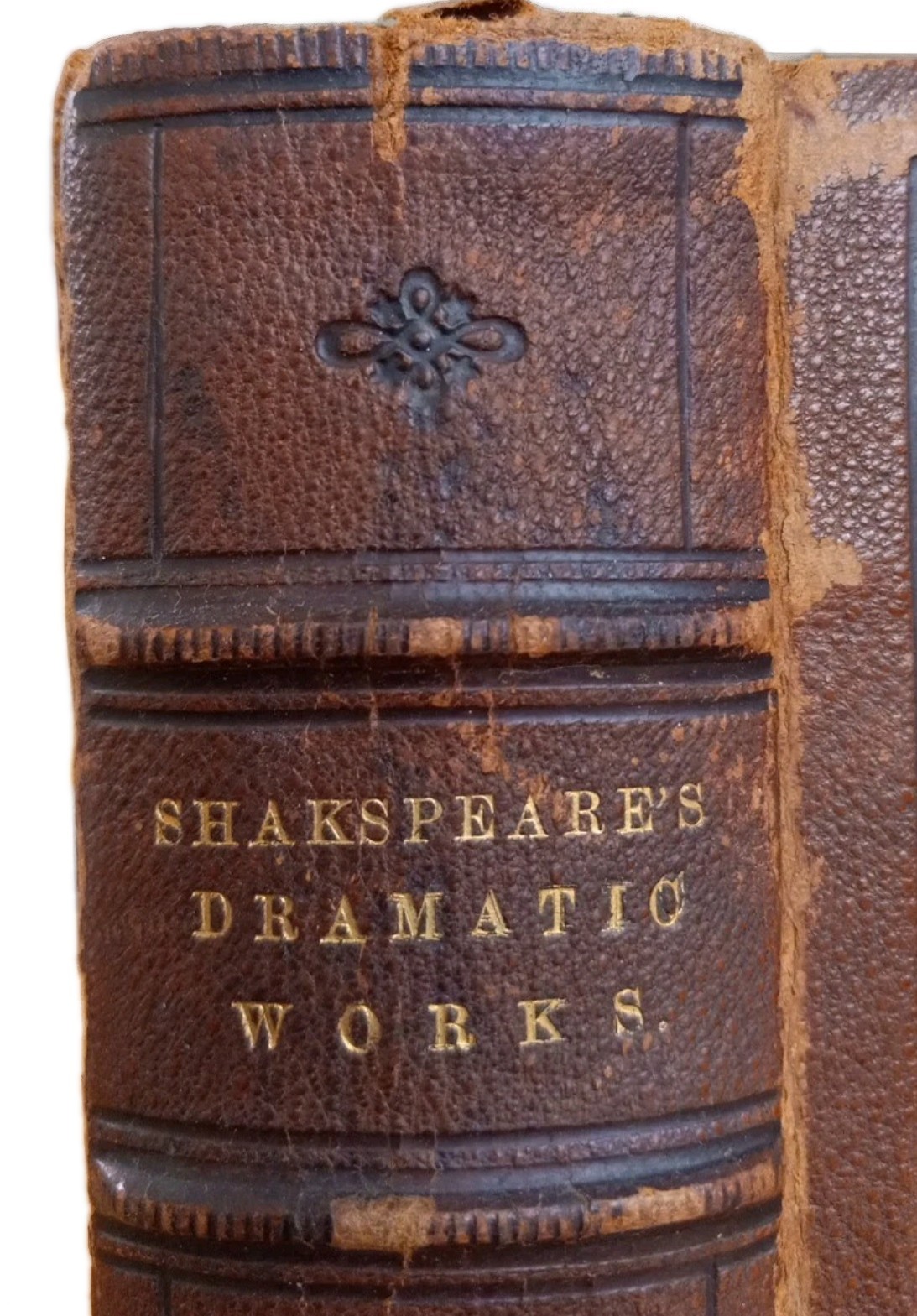 1865 Shakesprare’s Dramatic Works, Full Leather, Raised Bands, All Edge Gilt, HB