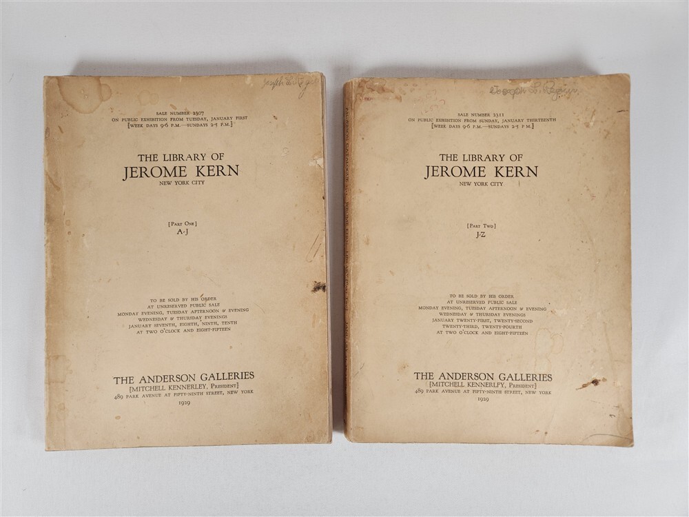 The Library Of Jerome Kern (New York City) 2 Vols ~ Anderson Galleries 1929