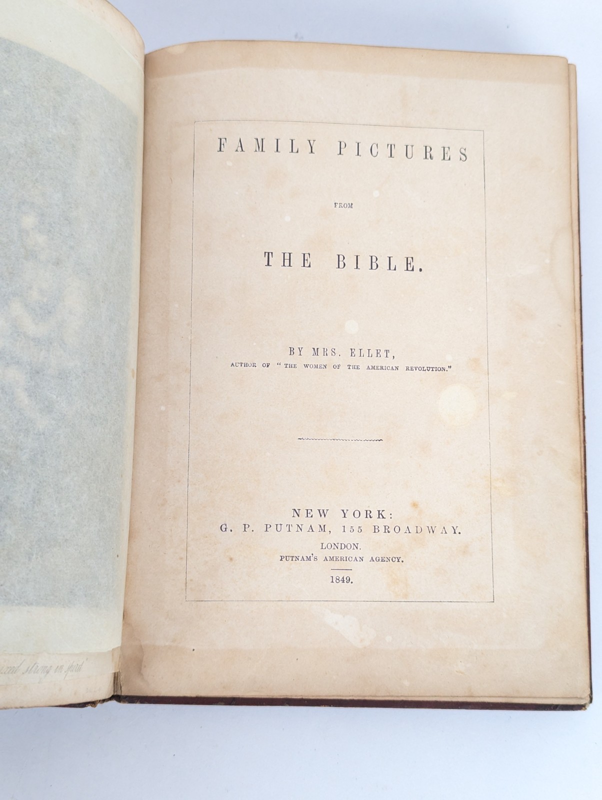 Antique 1849 Putnam The Scripture Gift-Book Illus Family Pictures From The Bible