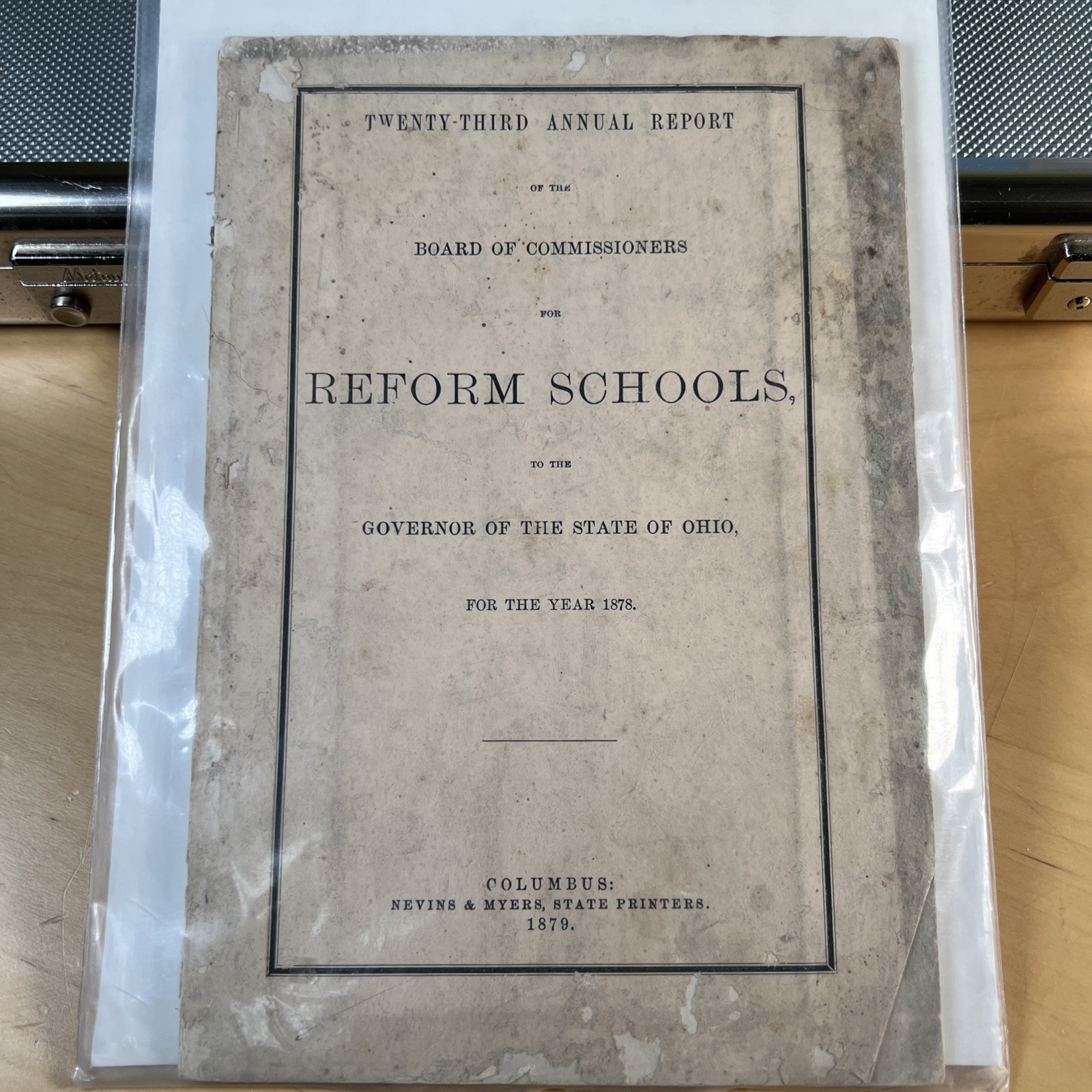 Antique Original 1878 Reform Schools Annual Report to the Governor Columbus Ohio