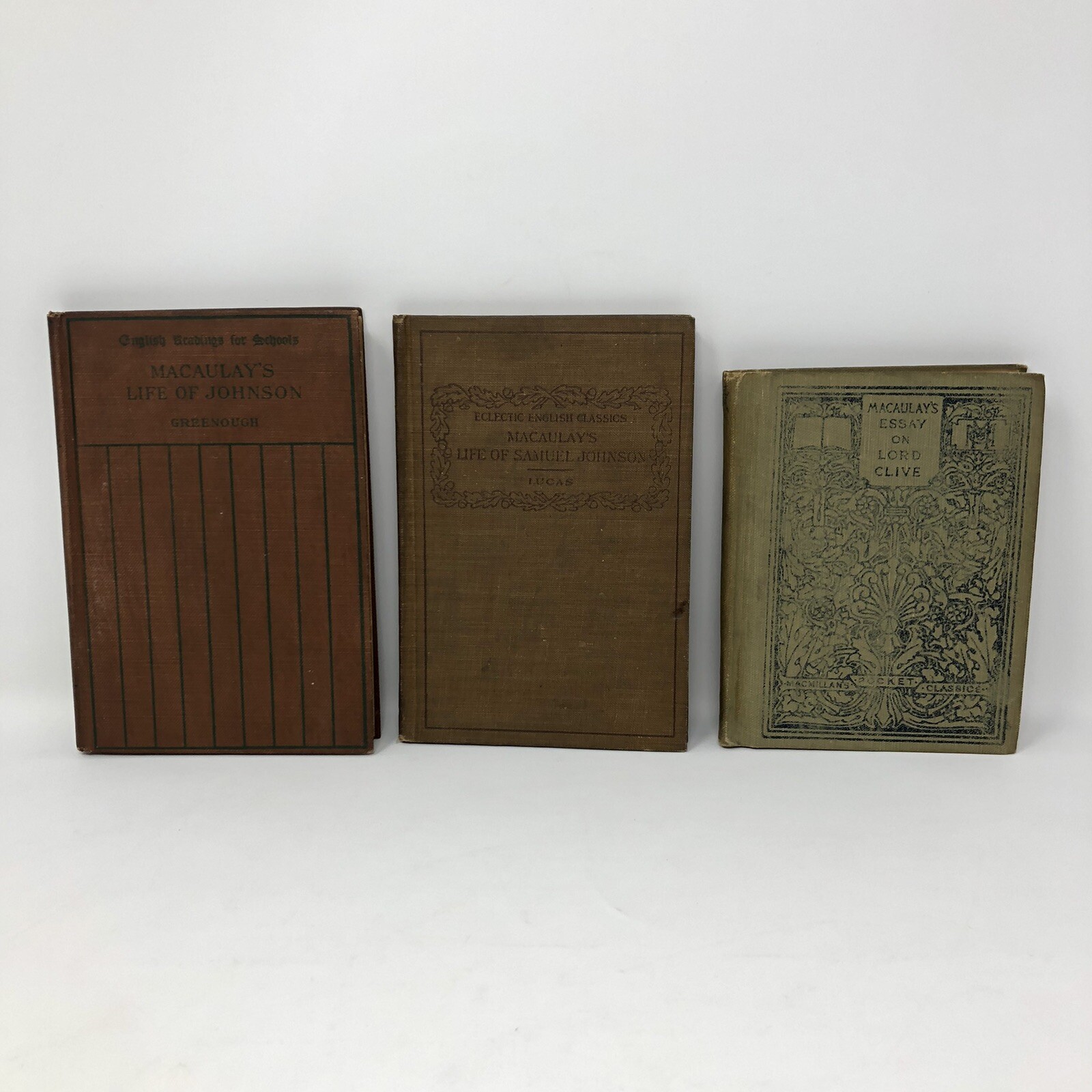 Macaulay Book Lot Three Books Essay On Lord Clive, Life Of Samuel Johnson…