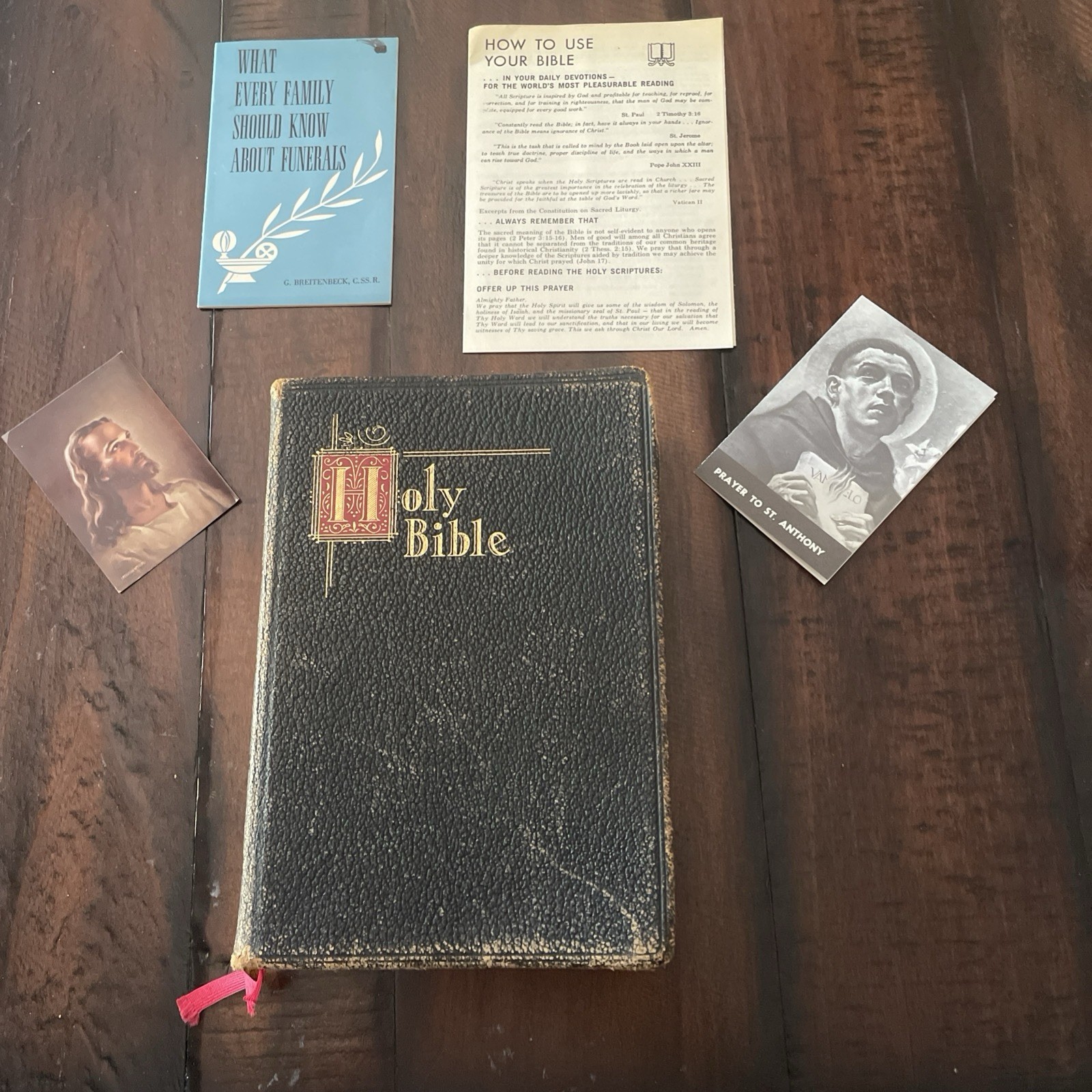 Vintage 1949 New Catholic Edition Holy Bible Douay Confraternity Ephemera