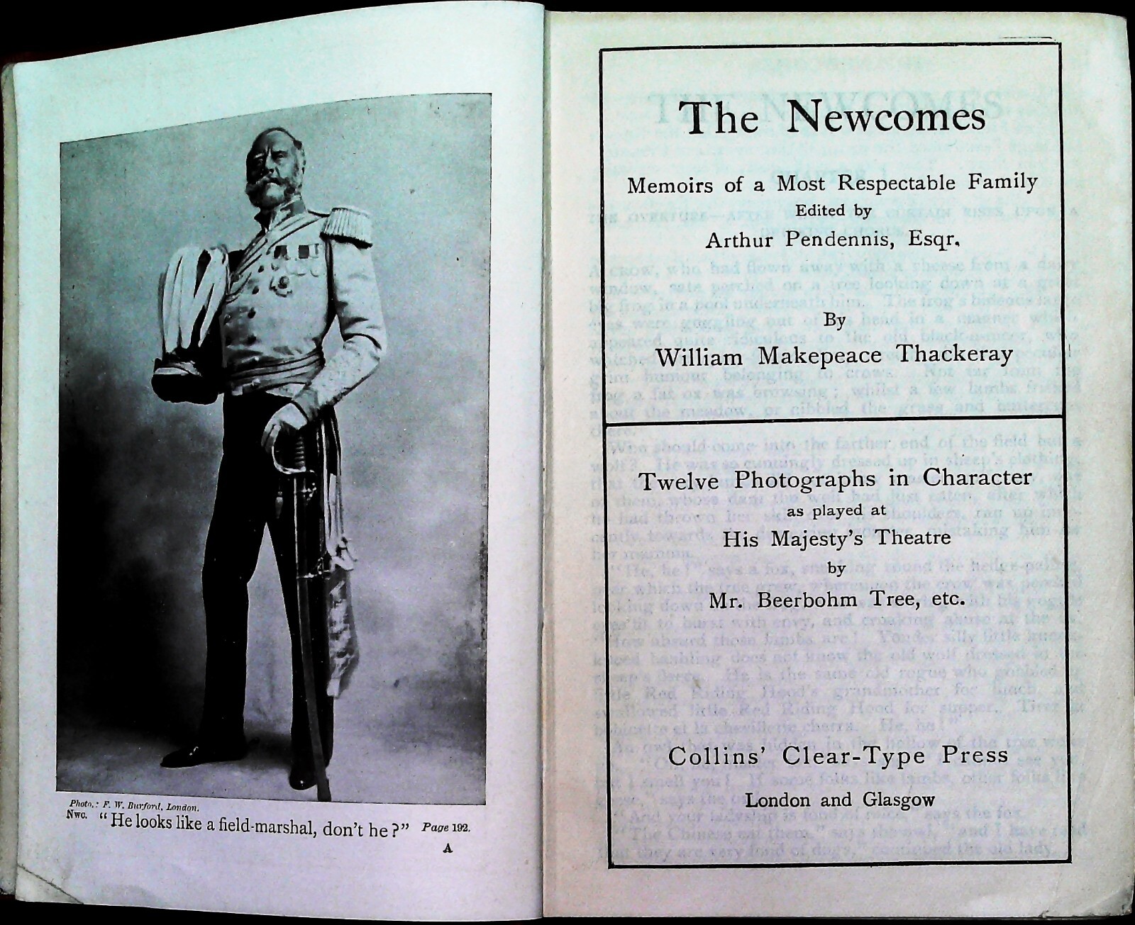 W M Thackeray: The Newcomes Hardback Collins c1910 illustrated with photographs