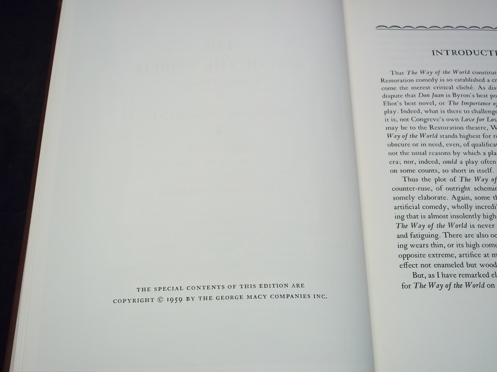 1959 THE WAY OF THE WORLD BOOK BY CONGREVE – SIGNED LIMITED EDITION – KD 2757S