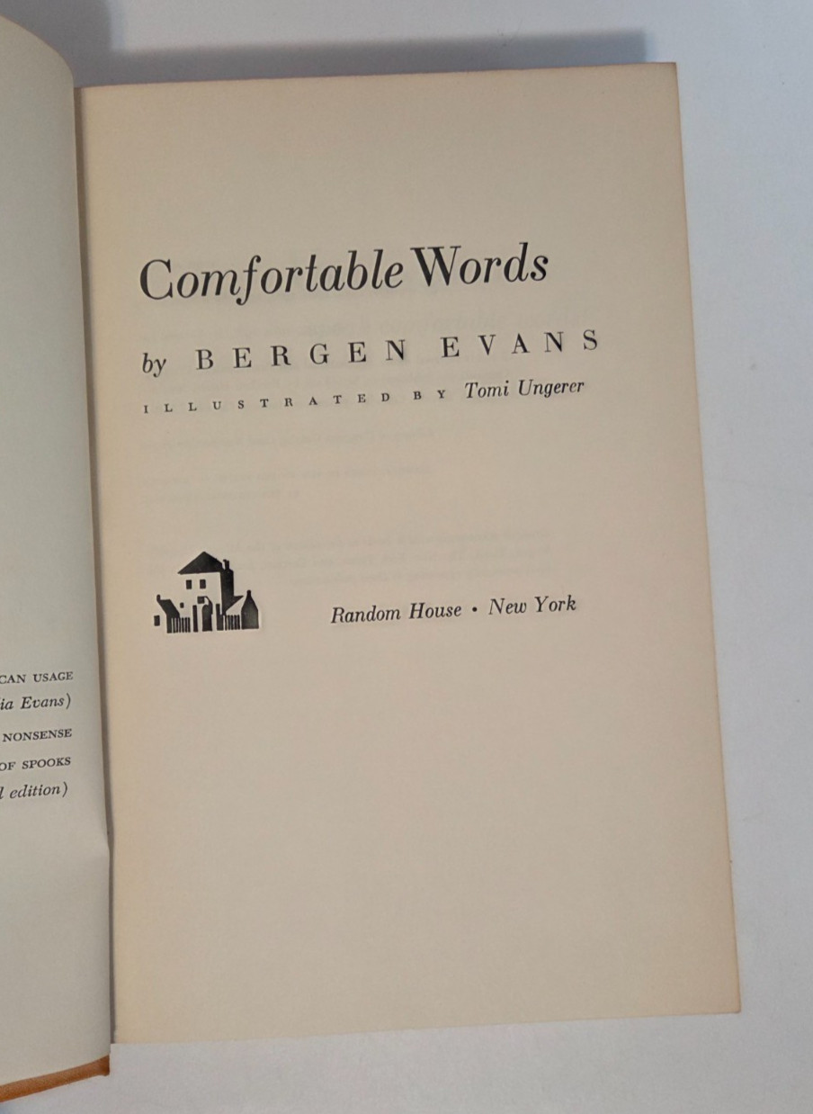 Comfortable Words — Bergen Evans | 1st Printing 1961 Random House | HC w/DJ