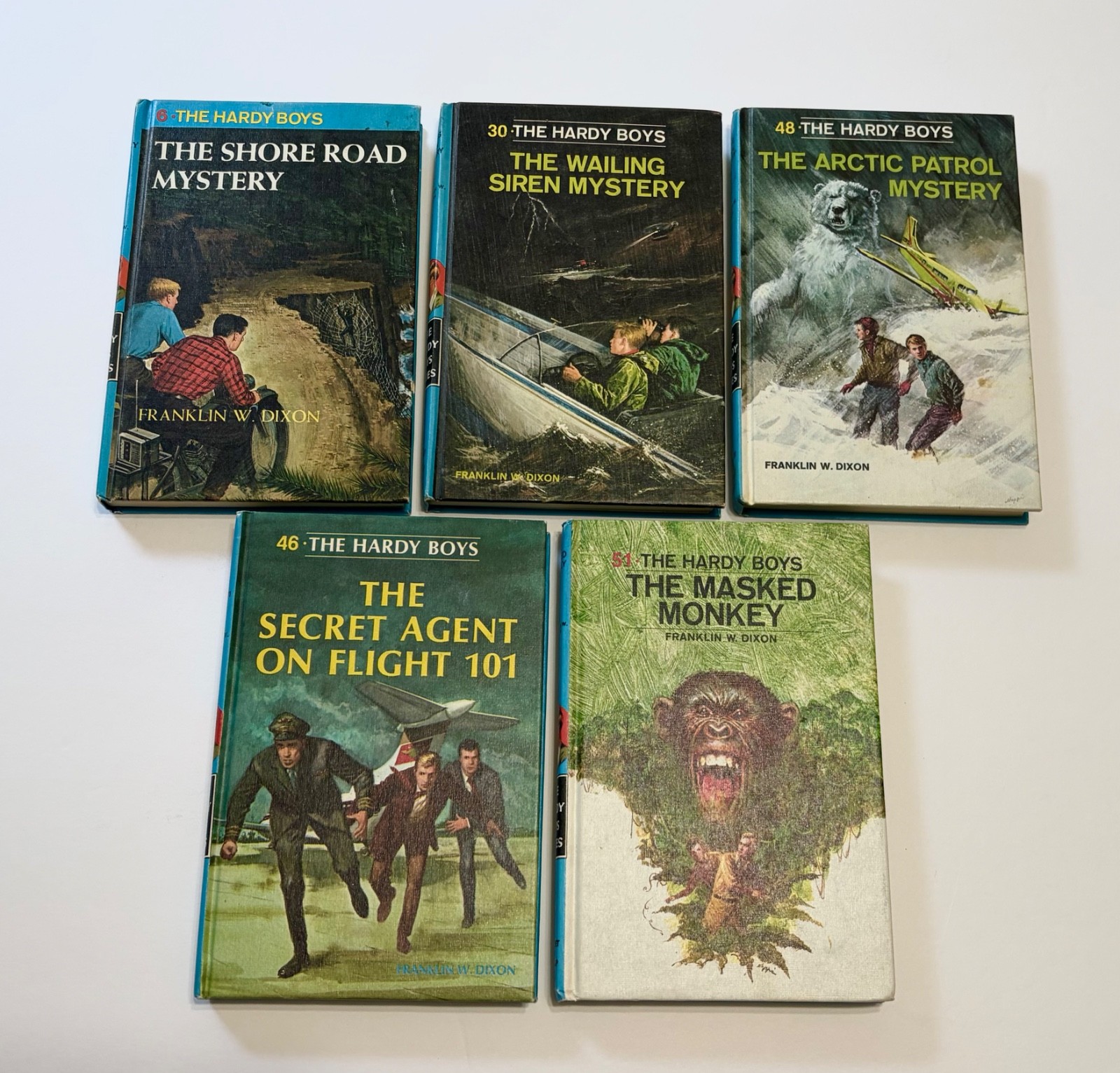 Lot of 5 Vintage Hardy Boys Books – Franklin W. Dixon -Blue Hardcover VG
