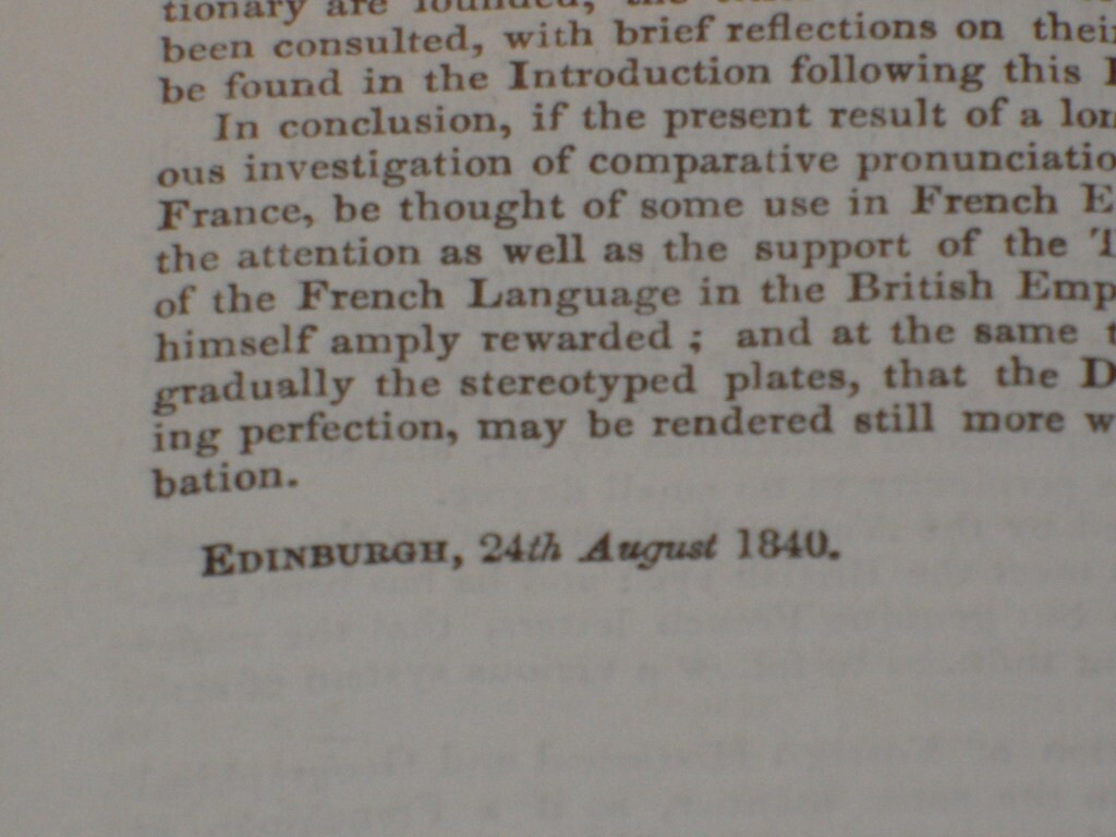 Surenne’s Pronouncing Dictionary French English Language 7th Edition Signed 1849