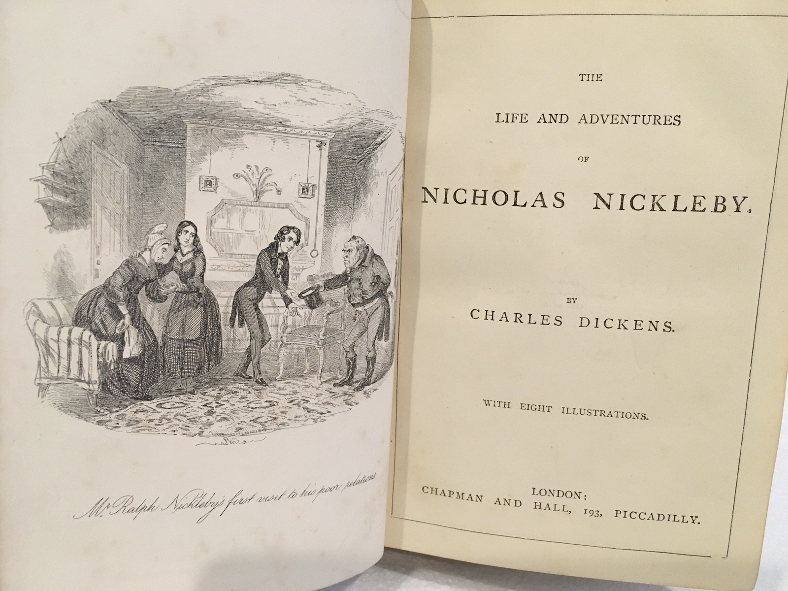 Vintage Book Illustrated Life and Adventures of Nicholas Nickleby Chapman & Hall