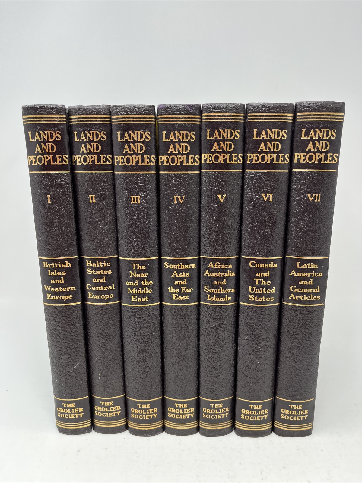 The Grolier Society – Lands and Peoples 7 Volume Complete Set HC Vintage 1950s
