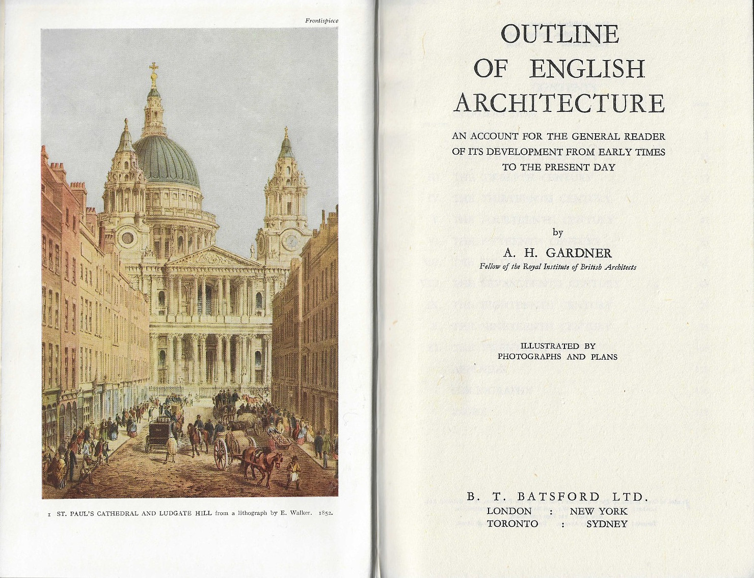 Outline Of British Architecture By A. H. Gardner ©1949 (3rd Ed) H/B 122pgs