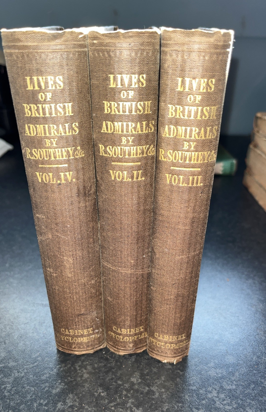 Ca 1833 – LIVES OF THE BRITISH ADMIRALS by ROBERT SOUTHEY Vol II, III IV – RARE