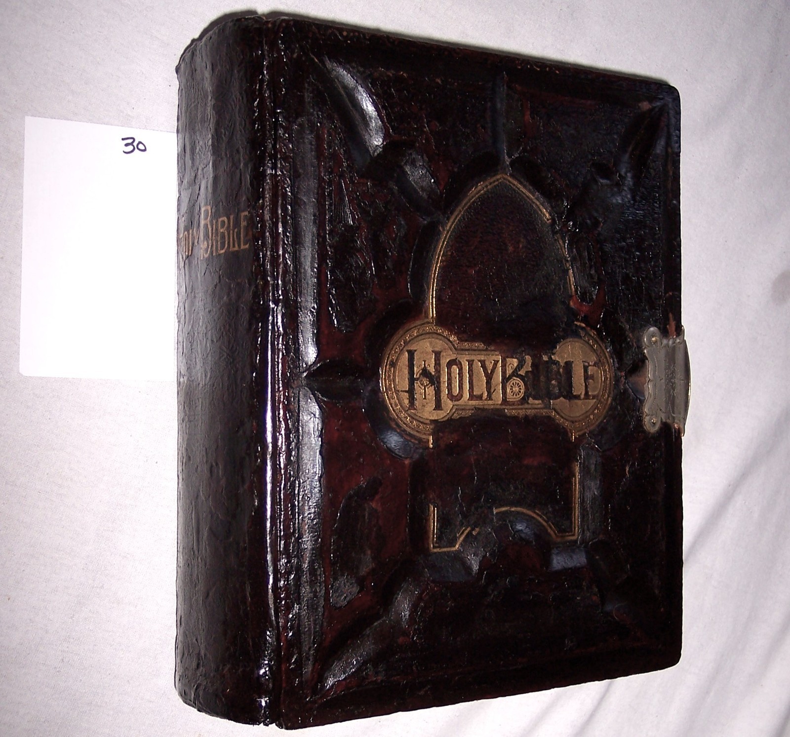 1896 Antique Clasp Family Bible Apocrypha Concordance Dictionary Psalms #30