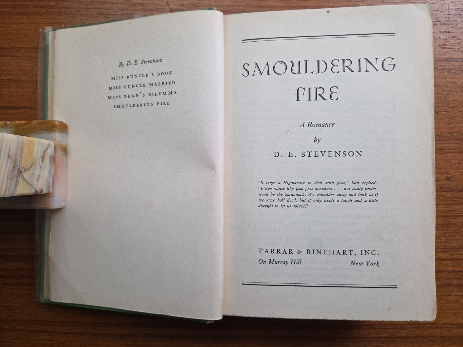 First Edition- Smoldering Fire By D E Stevenson 1938