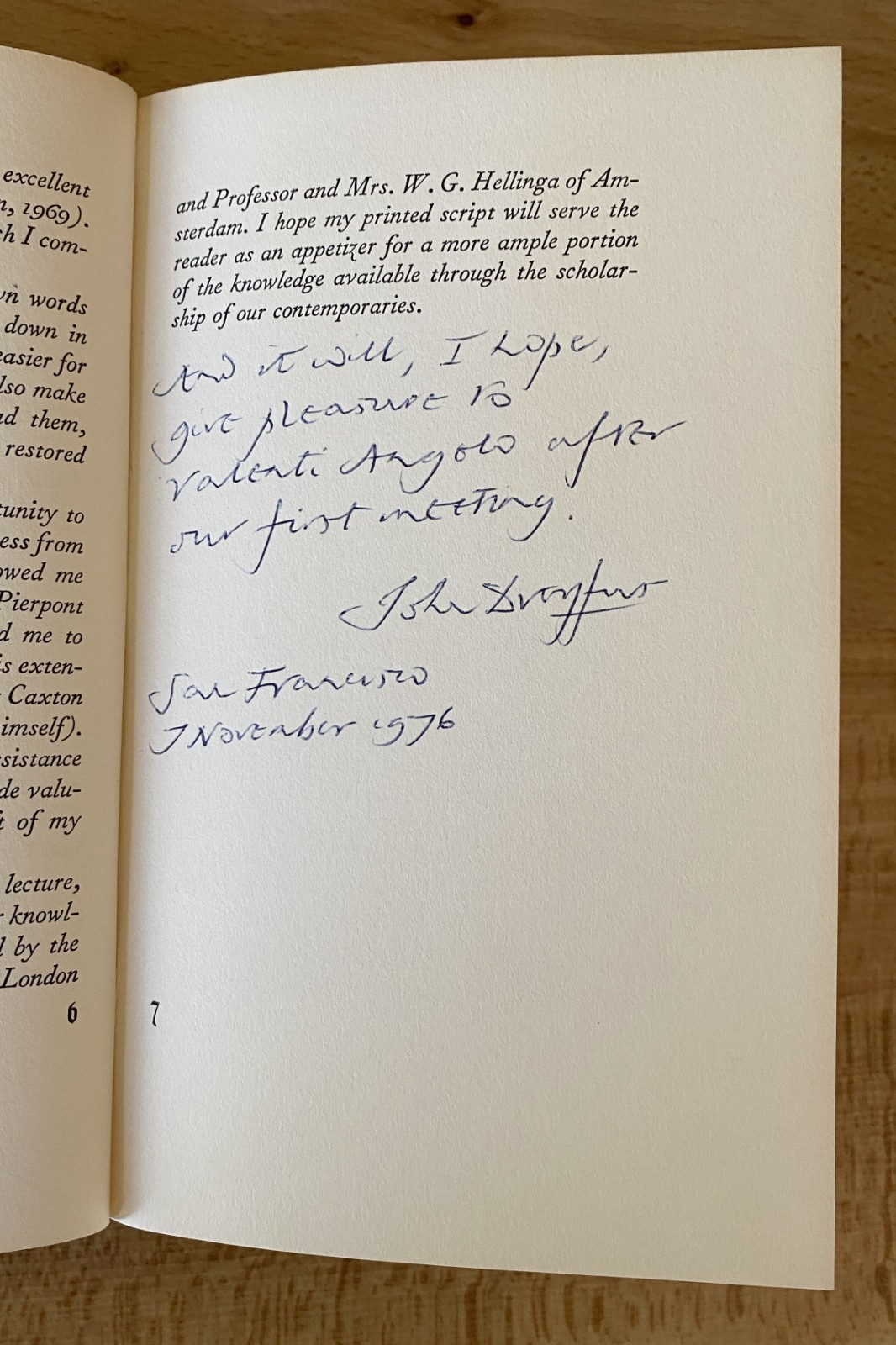 SIGNED John Dreyfus William Caxton Valenti Angelo’s copy