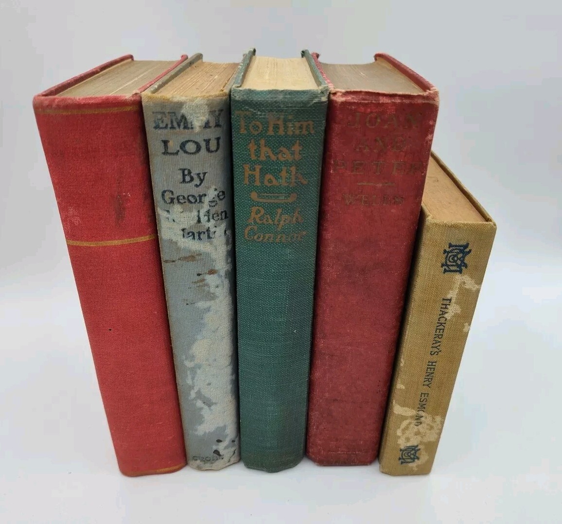 Lot of 5 Antique Books – Old Staging Shelf Decor Photo Prop