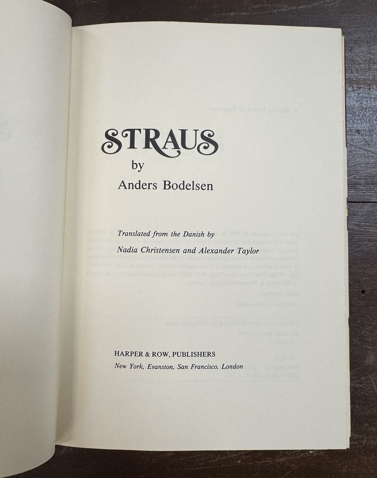 Straus By Anders Bodelsen First Edition Book w/ Dust Jacket – Suspense Novel