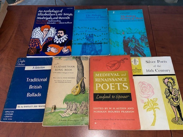 Lot of 7 British & ELIZABETHAN SONG BOOKs poetry history music