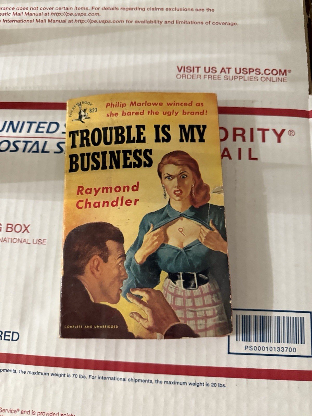 Trouble Is My Business by Raymond Chandler 1951 Pocket Book 823 1st print VG-VG+