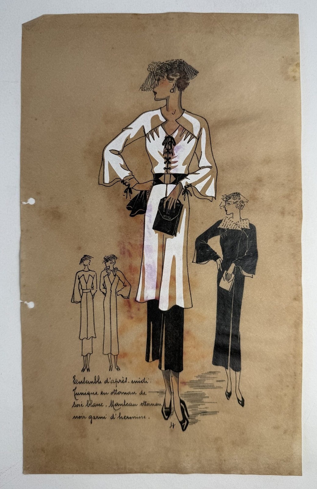 Editions Bell / Parisian art deco pochoir fashion sketches ca 1935 1st Edition