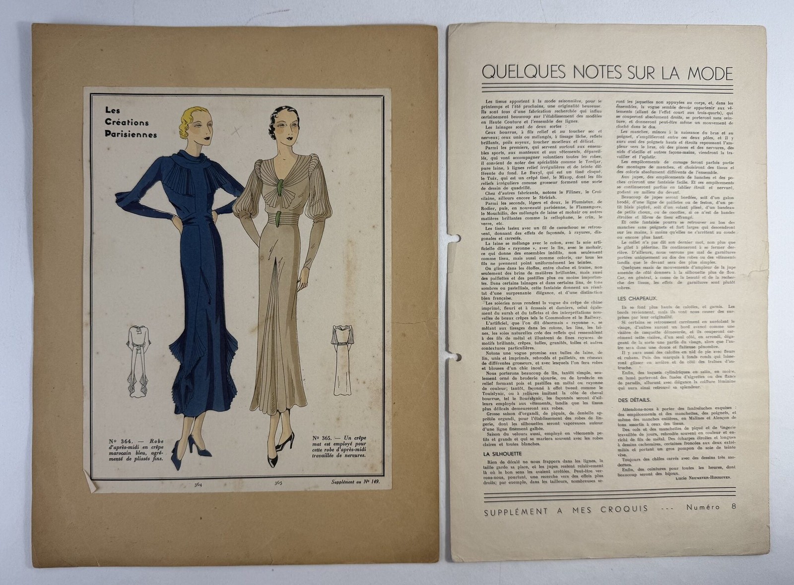 Editions Bell / Parisian art deco pochoir fashion sketches ca 1935 1st Edition