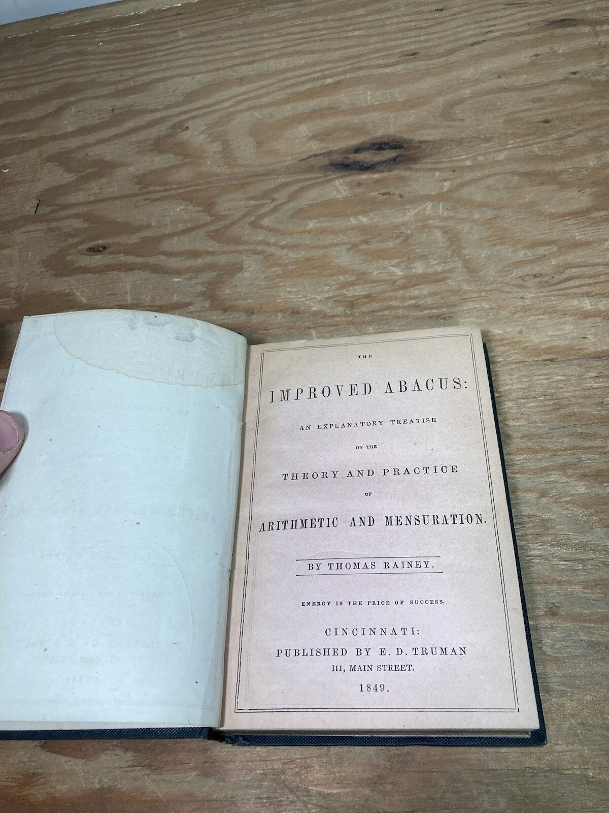 Rainey’s Improved Abacus Hardcover E D Truman 1849 Thomas Rainey