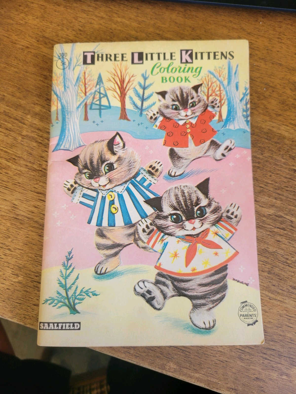 Vintage 1950s Saalfield Pub Sm Coloring Book Three Little Kittens VG Unused