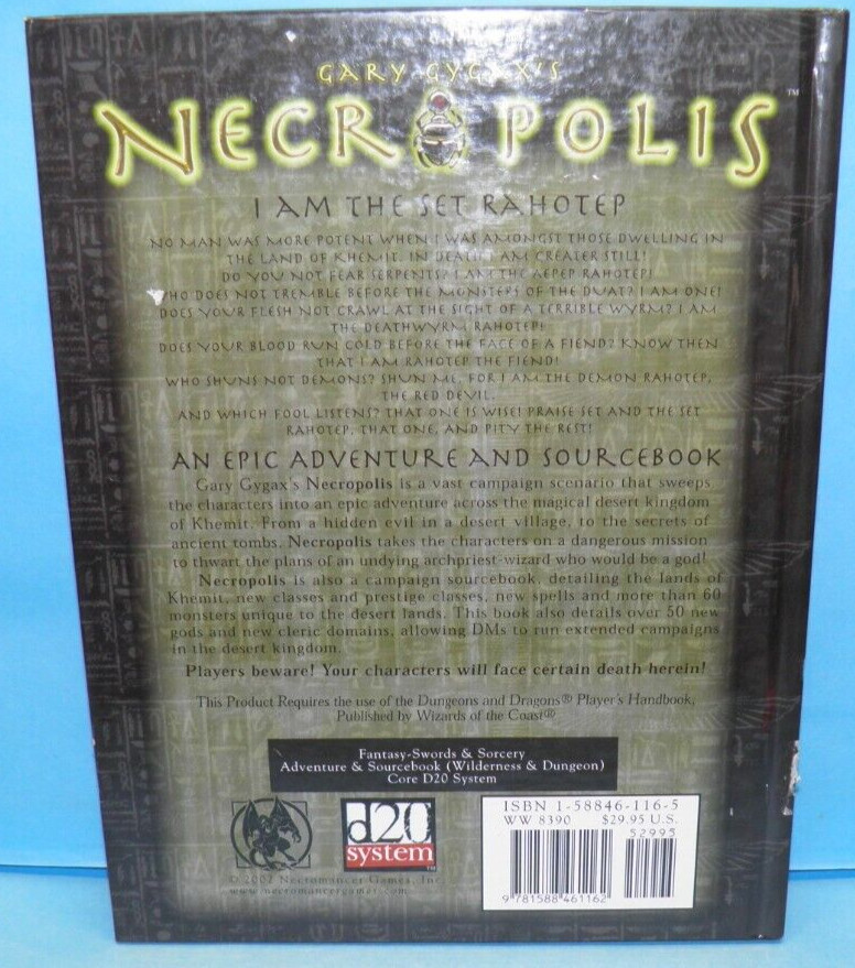 Necromancer Games Sword & Sorcery Necropolis RPG