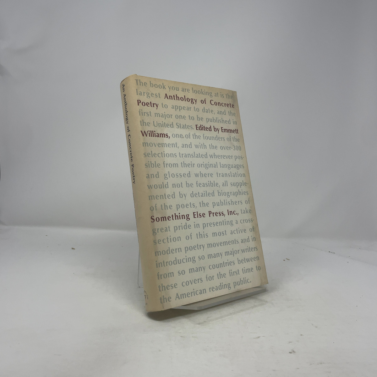 An Anthology of Concrete Poetry by Emmett Williams HC First Edition Very Good 1
