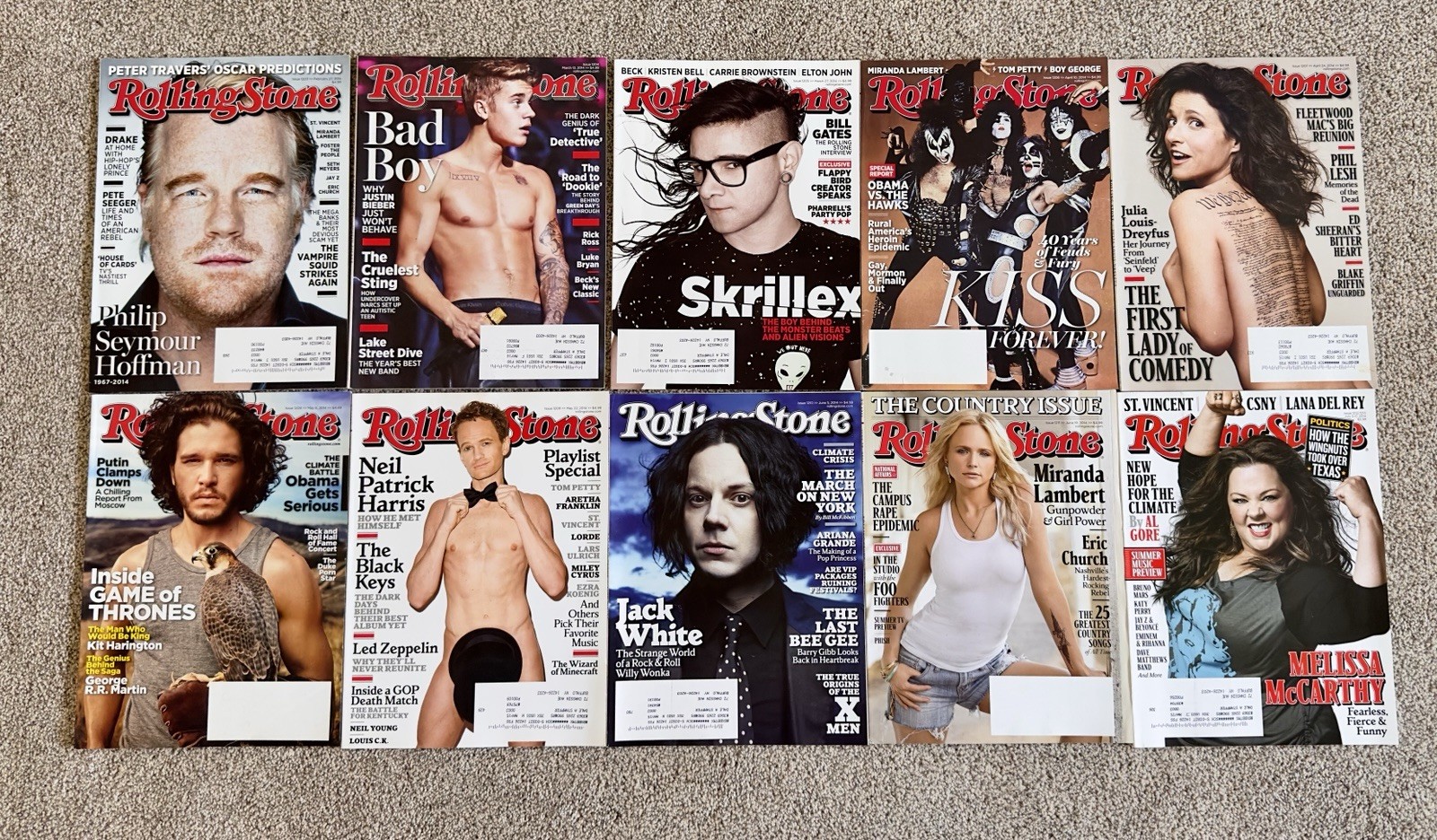 Vintage Rolling Stone Magazine Lot of 10 2014 Issues #1203 Thru #1213 C3