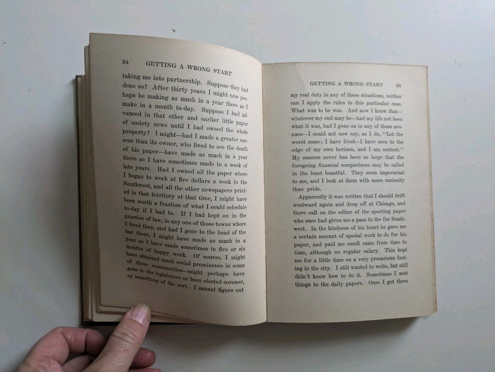 Getting a Wrong Start – Truthful Autobiography 1915 Macmillan Hough Antique 1st