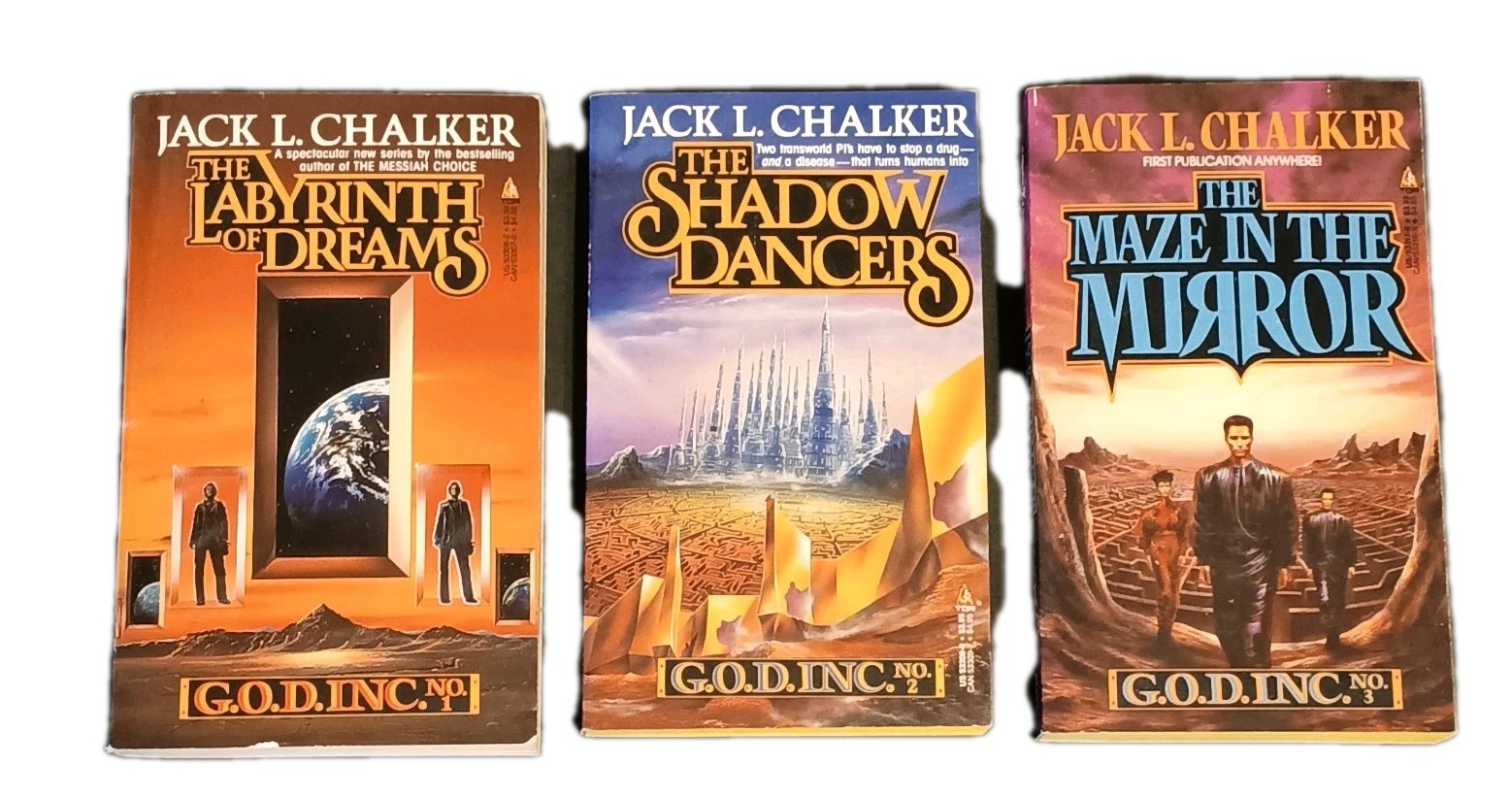 Jack L. Chalker – G.O.D. Inc. Complete. Books 1-3 – 1st Printing Paperbacks